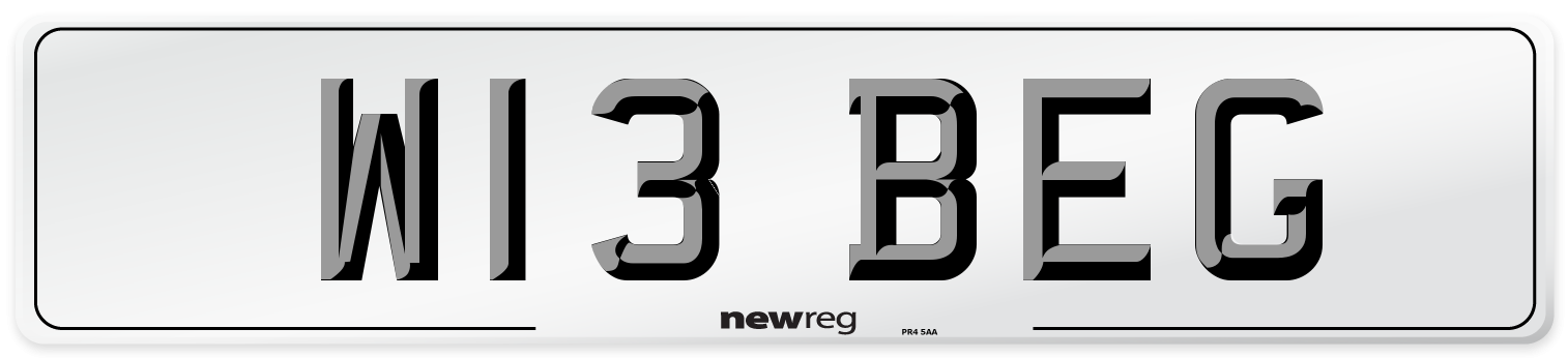 W13 BEG Number Plate from New Reg